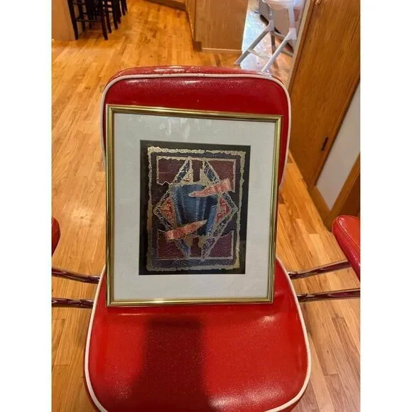vintage framed synergy foil art 14x16 framed dimensions, print dimensions 9x11”